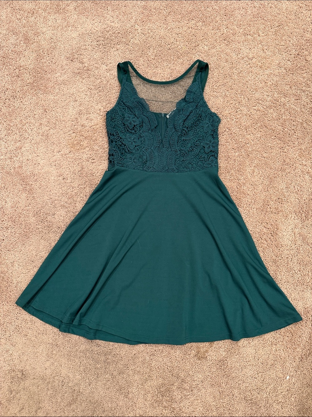 Grace Karin Teal Lace Bodice Fit-and-Flare Dress